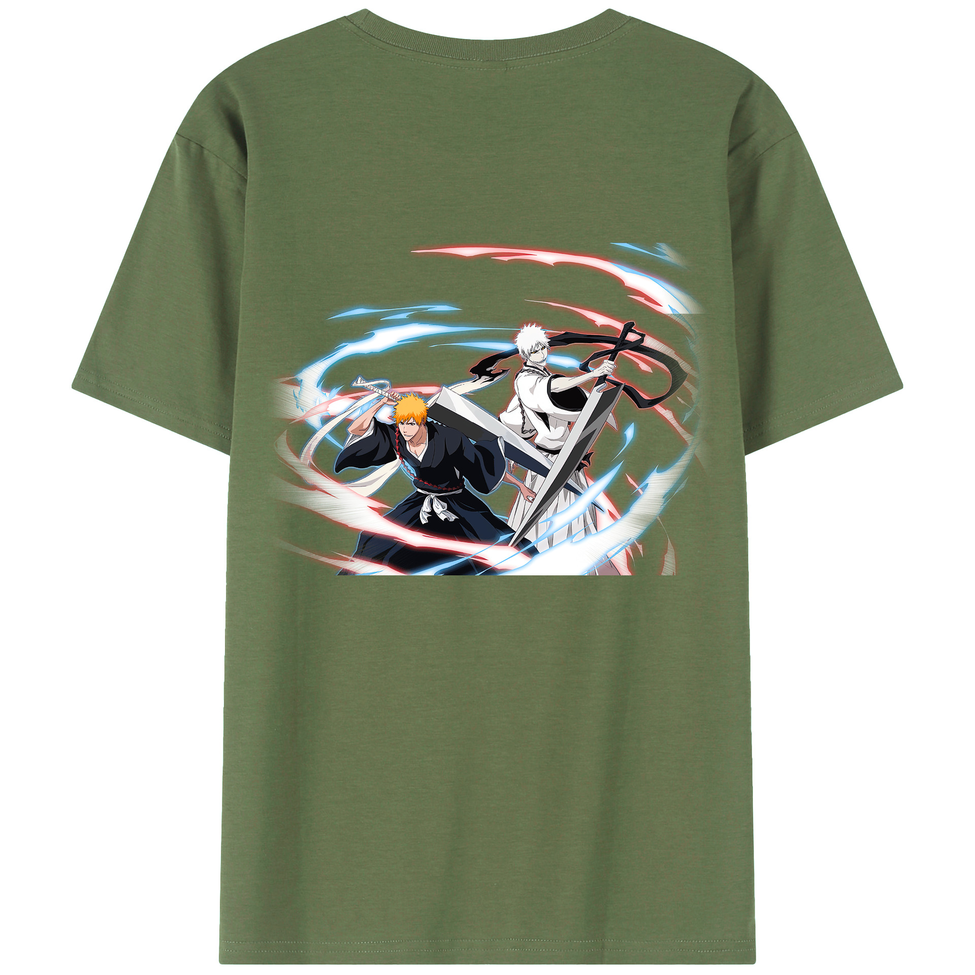（画像用） ブリーチ 黒崎一護（くろさき いちご）BLEACH Kurosaki Ichigo 綿100％ メンズ半袖Tシャツ（バックプリント） 通気性